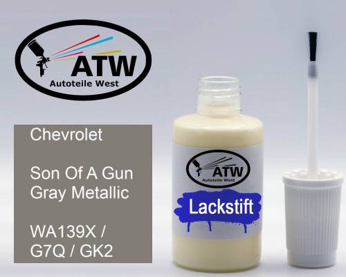Chevrolet, Son Of A Gun Gray Metallic, WA139X / G7Q / GK2: 20ml Lackstift, von ATW Autoteile West.